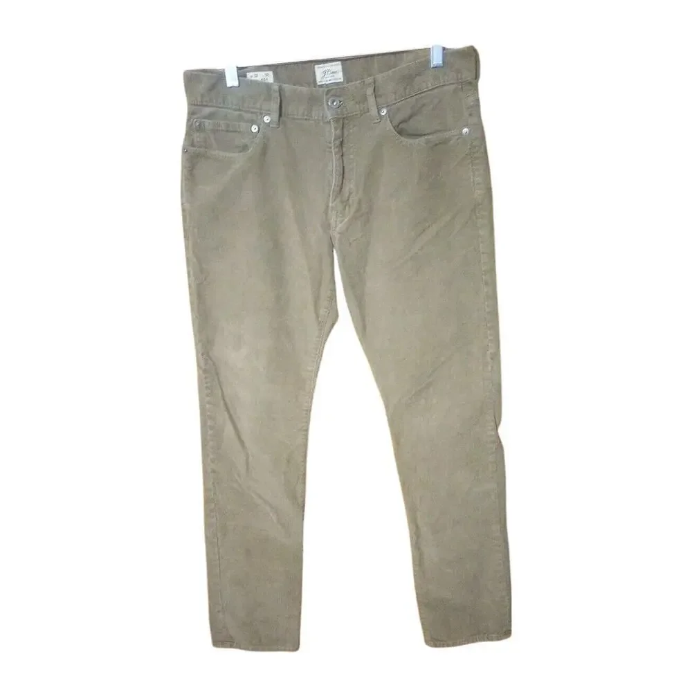J. Crew 484 Corduroy Pants Mens 32x32 Slim Fit Straight Leg Brown Stretch Preppy
